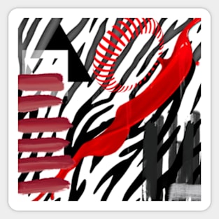 spinning red black white grey abstract geometric animal print Sticker